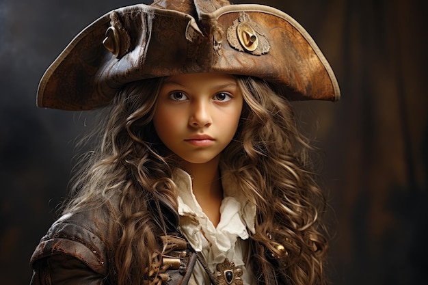 une fille en vêtement de pirate