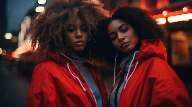 Filles afro-américaines debout dans la rue