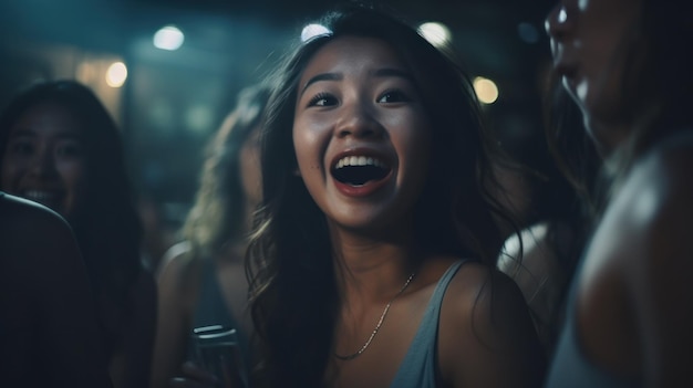 Des filles asiatiques qui s'amusent ensemble dans un club.