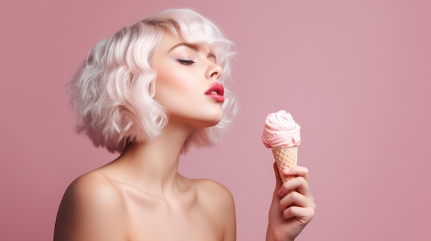 filles aux cheveux rose glace