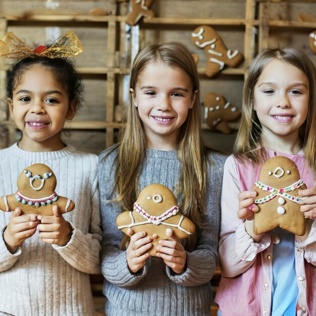 Des filles avec du pain d'épice.