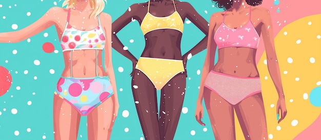 Les filles de la mode portent des silhouettes de maillot de bain sur la plage