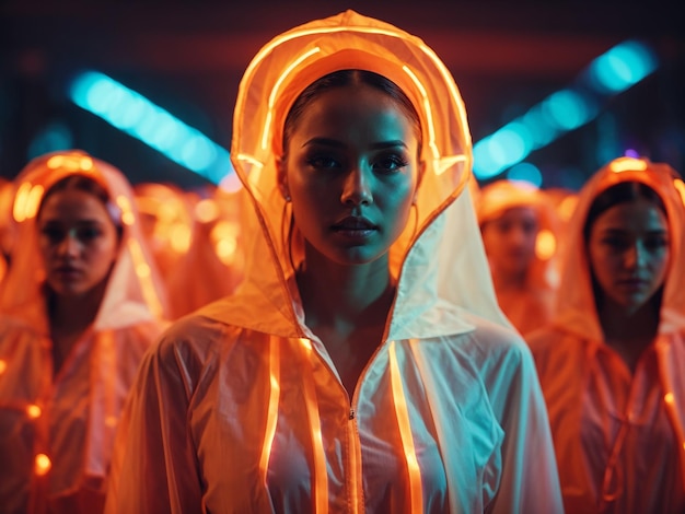 Des filles avec des vêtements lumineux au néon