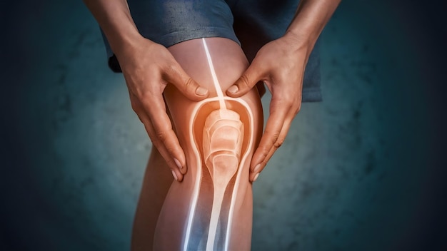 Photo film radiographique de l' articulation du genou avec arthrite goutte arthrite rhumatoïde osteoarthrite du genou