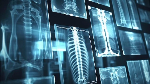 Films radiographiques Un gros plan de films radiographiques utilisés à des fins de diagnostic