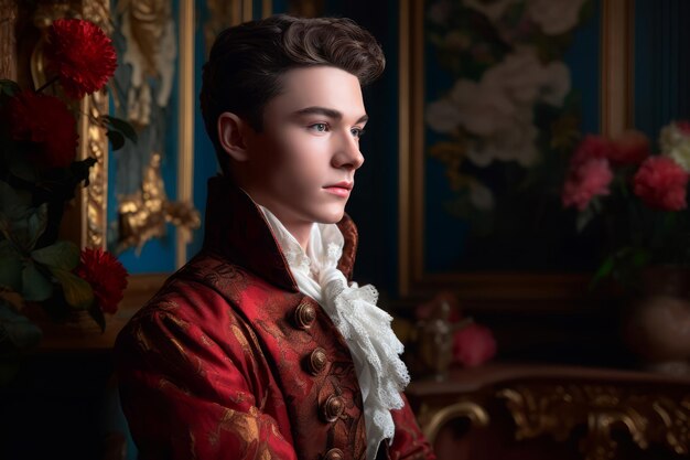 Photo fils de 18 ans château de versailles dans le costume classique du château portrait générer ai