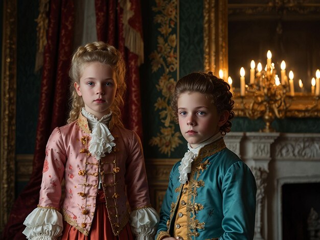 Photo le fils et la fille du roi au palais.