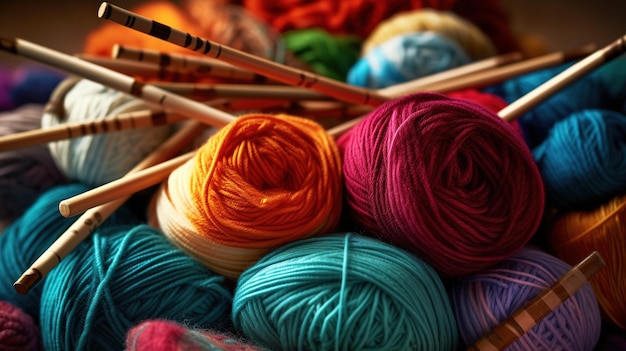 fils à tricoter multicolores