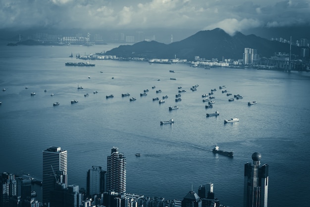 Filtre créatif bleu de la ville de Hong Kong