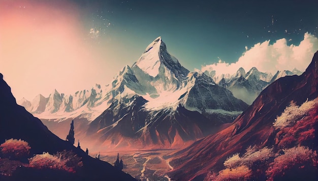 Filtre pastel de montagnes célèbres avec la technologie Generative AI