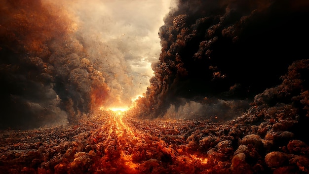La fin du monde scène épique apocalyptique spectaculaire CG Art Illustration