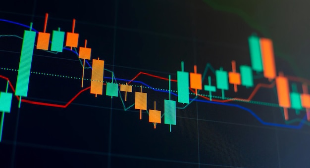 Financement et analyse des actions du commerce d'investissement Graphique économique avec des diagrammes sur le marché boursier pour les concepts commerciaux et financiers