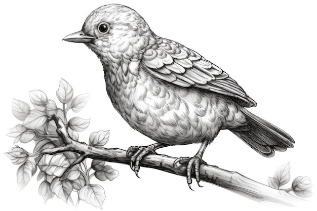 Finch mignon dessin sur fond blanc IA générative