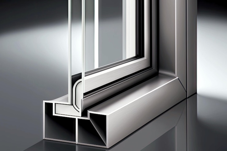 Photo finition douce et surfaces brillantes des fenêtres en aluminium générative ai