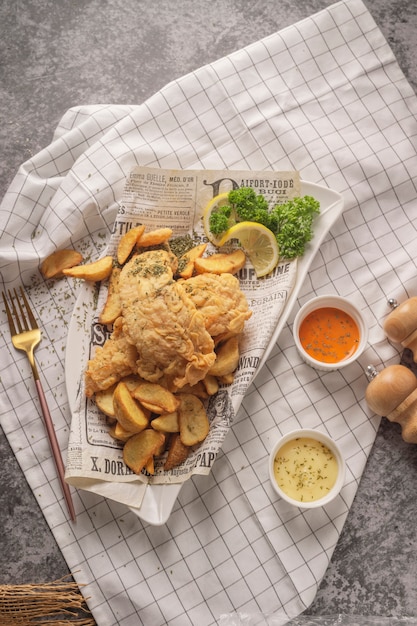 Fish and chips avec des frites