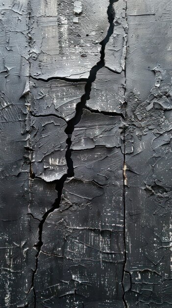 Une fissure dans le mur de béton grunge noir