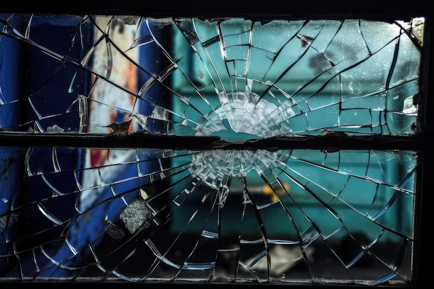 Fissure dans la vitre d'un vitrail