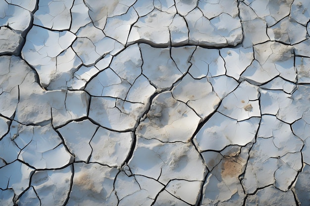 fissuré terre sèche fond vue de dessus aride sol fissuré générative ai