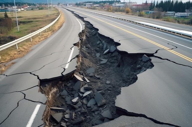 Des fissures après un tremblement de terre