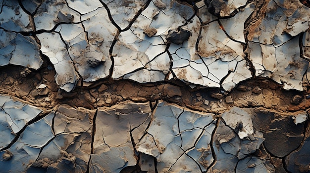 Des fissures au sol vue de haut, des trous de fissures de tremblement de terre, la surface de la terre en ruine, une texture écrasée. destruction, scission, fissure endommagée.