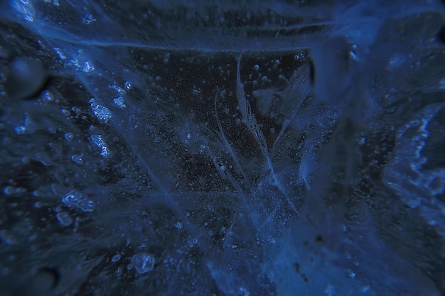 fissures de glace de texture, cristaux de glace blancs, fond de givre d'hiver