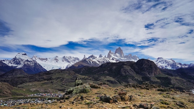 Fitz Roy en arrière-plan au milieu des Andes Vue générale