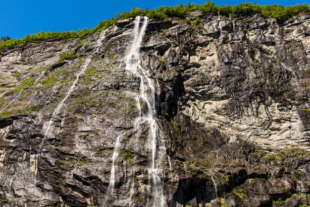 Fjord de Geiranger, cascade des sept sœurs. Belle nature paysage naturel de Norvège.