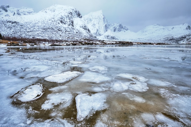 Fjord norvégien en hiver