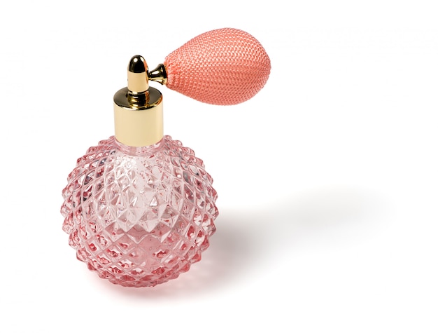 Flacon de parfum en verre taillé rose