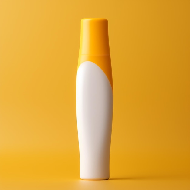 Flacon en plastique blanc pour tube de crème avec poudre jaune