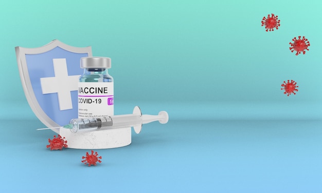 flacon de vaccin covid19 sur fond uni