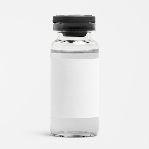 Flacon en verre d'injection avec étiquette blanche vierge