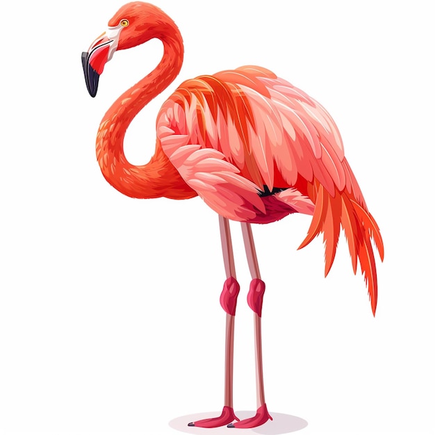 Un flamant avec un fond blanc