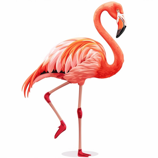 Un flamant avec un fond blanc