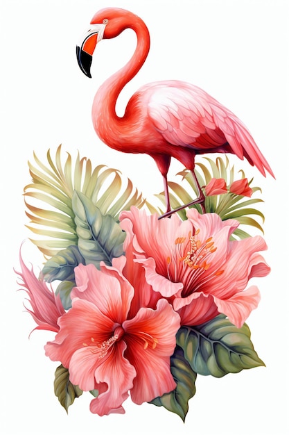 Photo flamant rose aquarelle clipart