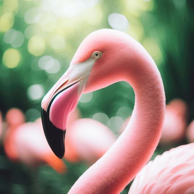 Un flamant rose dans la nature