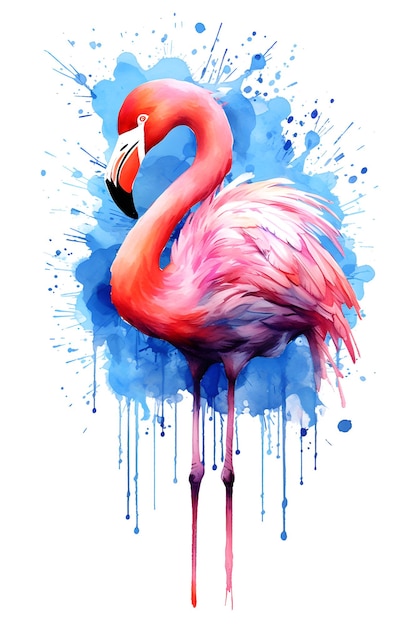 Un flamant rose dans un style aquarelle pour la conception de t-shirts