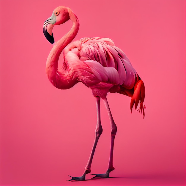 Flamant rose gros plan portrait Generative AI