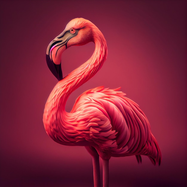 Flamant rose gros plan portrait Generative AI