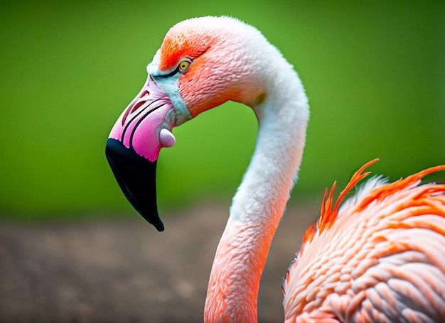 Un flamant rose et noir avec un bec noir