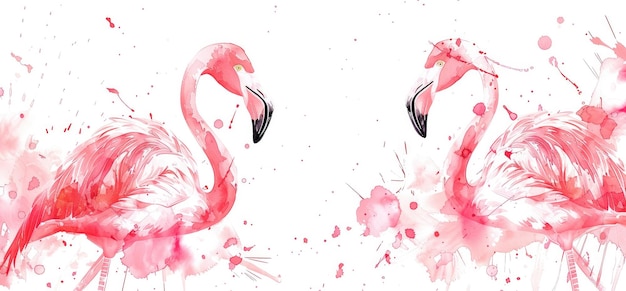 flamants roses sur un fond blanc avec des plumes roses