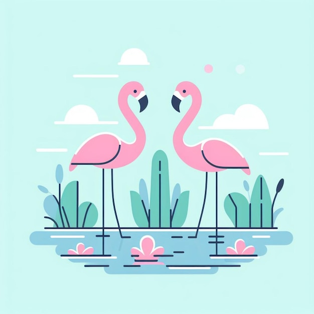 flamants roses vecteurs