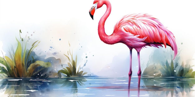 Flamingo à l'aquarelle rose isolé