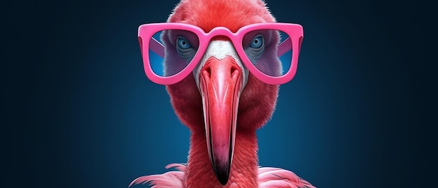 Flamingo avec des lunettes de soleil générées par l'IA