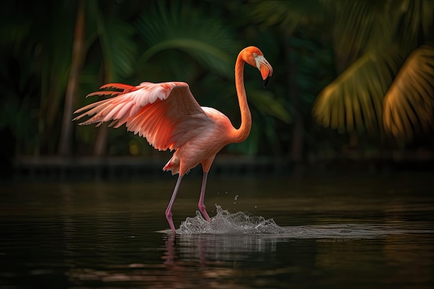 Flamingo Splendor Élégance réfléchissante dans la couleur IA générative