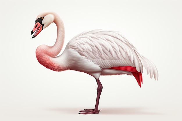 Flamingue rose isolé sur fond blanc illustration de rendu 3D