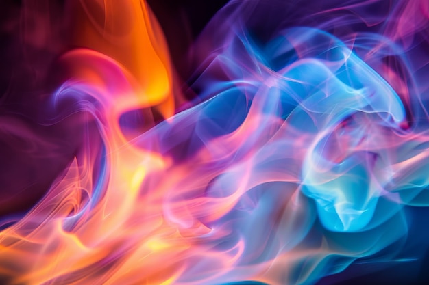 Une flamme colorée avec des couleurs bleu orange et violet