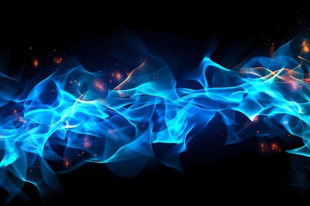 Flammes bleues sur fond noir