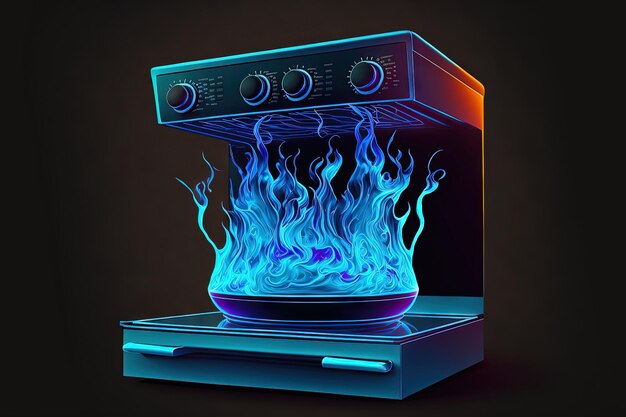 Les flammes de la cuisinière moderne sont bleues