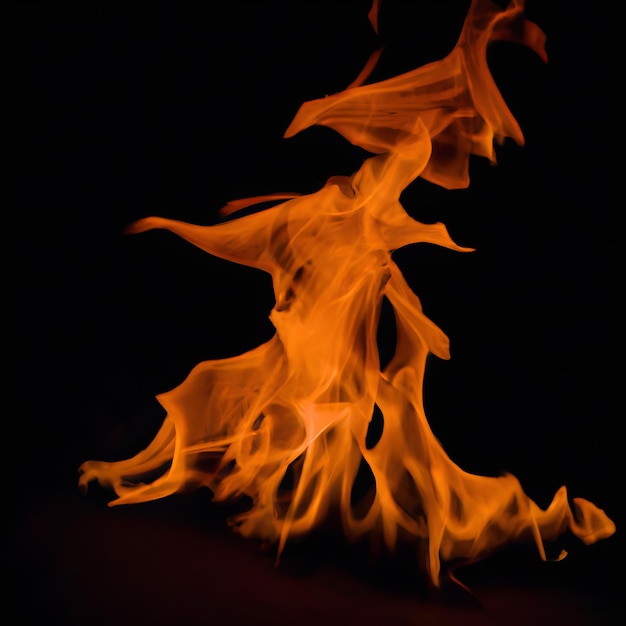 Flammes de feu sur fond noir_ai_generated